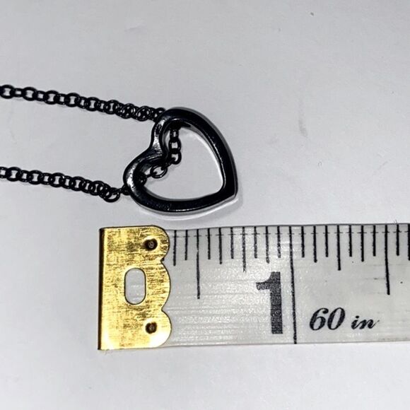 Hollow Heart, Trendy Black Coated Metal Necklace - Picture 9 of 15